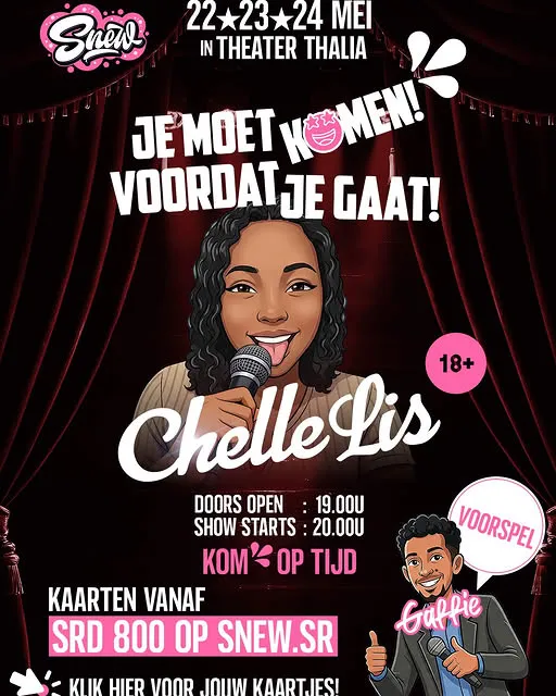 Flyer van Chelle Lis - Je Moet Komen Voordat Je Gaat! bij Theater Thalia