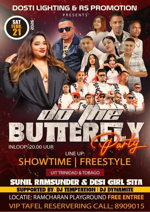 Flyer van Do The Butterfly Party bij Ramcharan's Playground