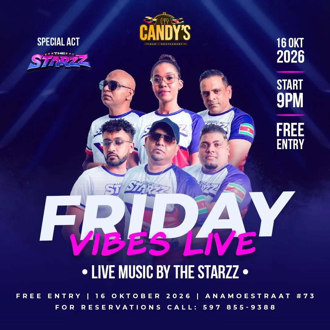 Flyer van FRIDAY VIBES LIVE bij Candy’s Bar & Restaurant