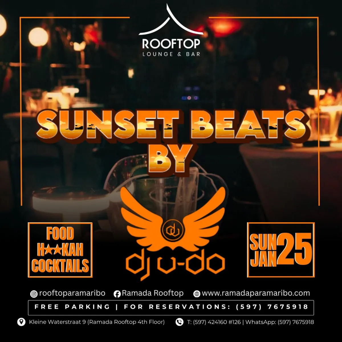 Flyer van Sunset Beats by DJ V-Do bij Ramada Rooftop