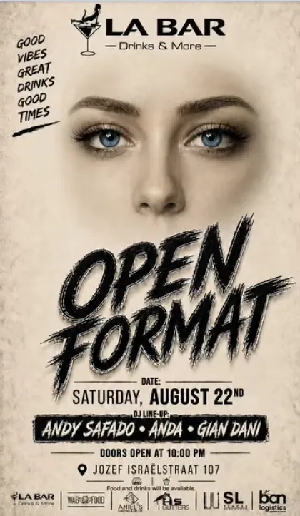 Flyer van OPEN FORMAT bij LA BAR