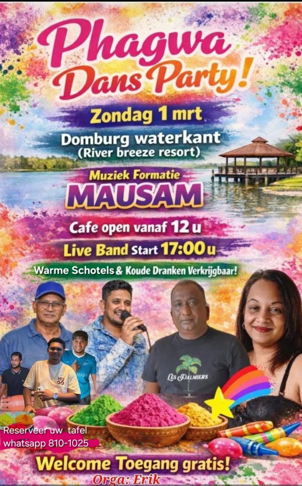Flyer van Phagwa Dans Party! bij Cafe Restaurant River Breeze Marina