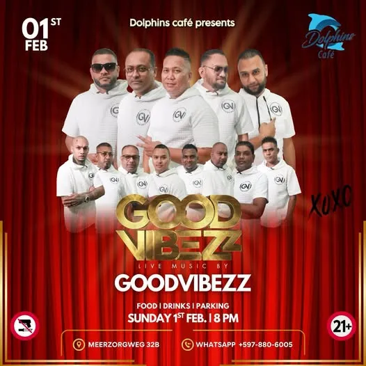 Flyer van Good Vibez bij Dolphins Café