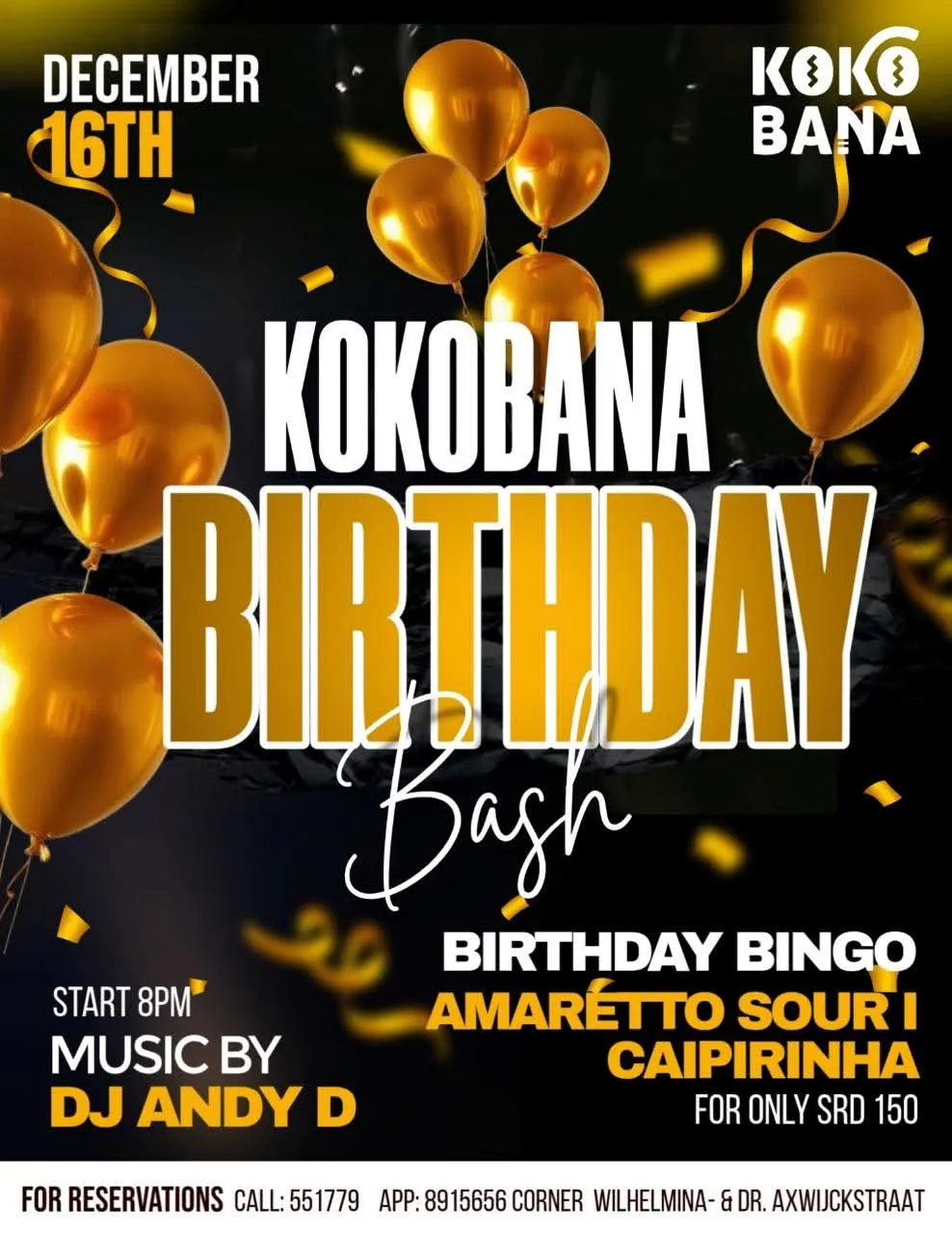Flyer van Kokobana Birthday Bash bij Kokobana
