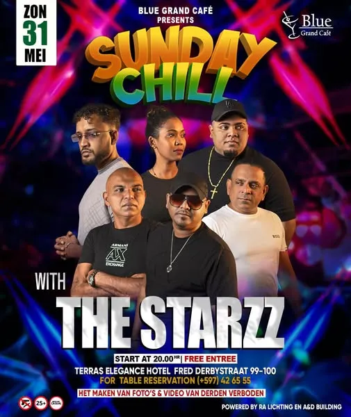 Flyer van SUNDAY CHILI bij Blue Grand Café