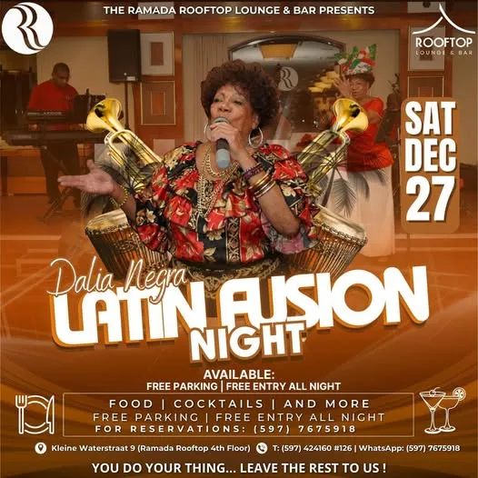 Flyer van Dalia Negra Latin Fusion Night bij Ramada Rooftop