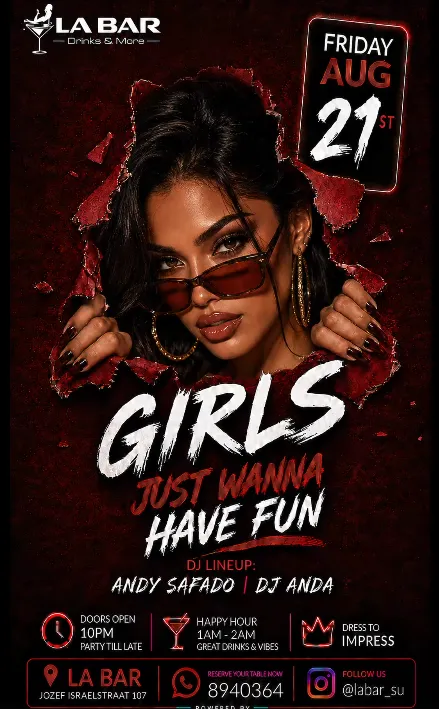 Flyer of GIRLS JUST WANNA HAVE FUN at LA BAR