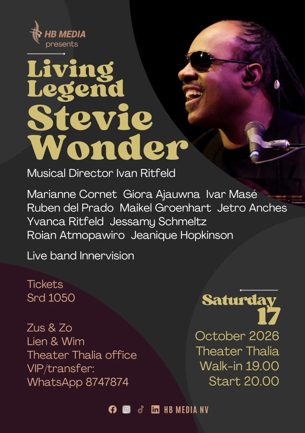 Flyer van Living Legend Stevie Wonder bij Theater Thalia