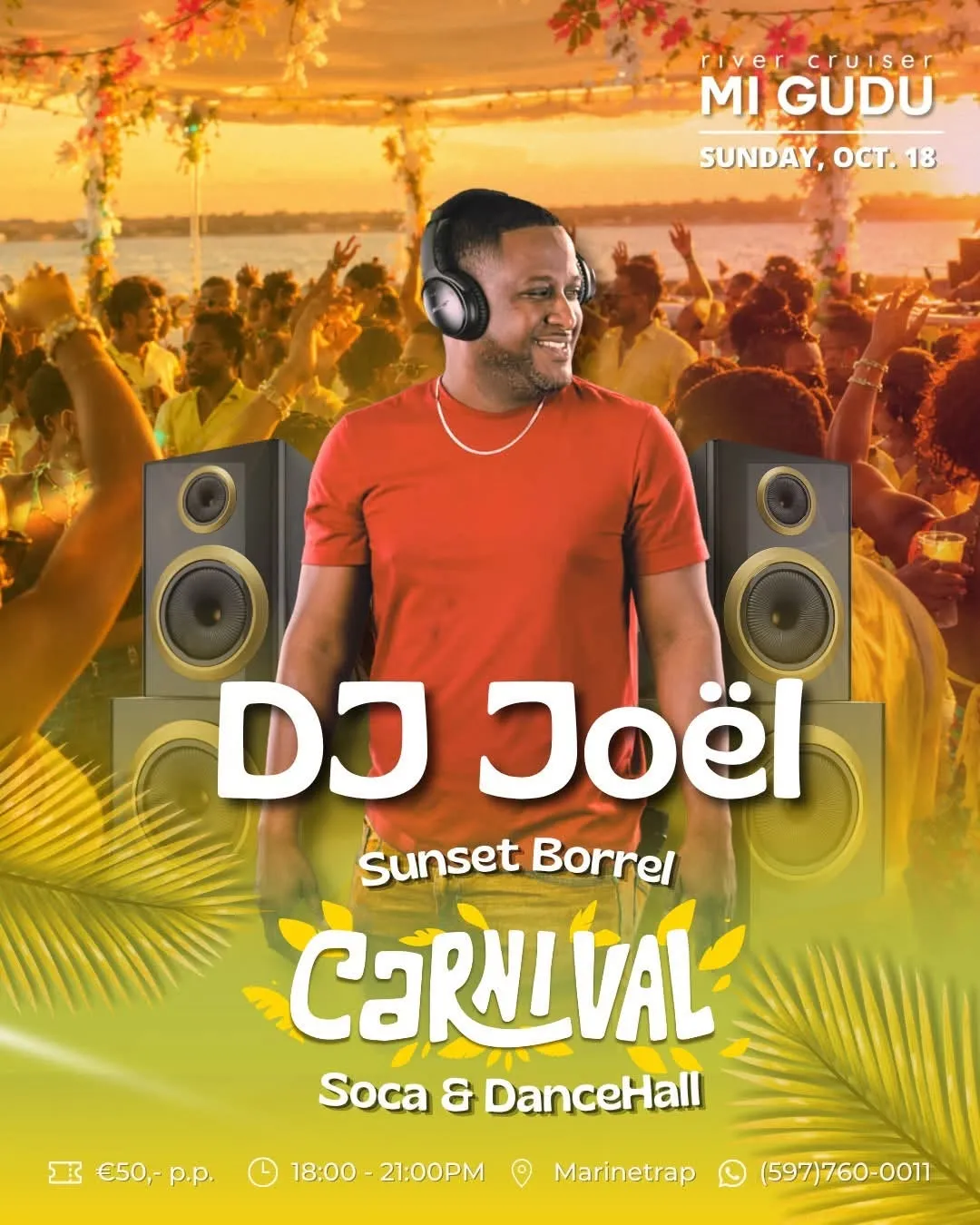 Flyer van Carnival Sunset Borrel bij Mi Gudu