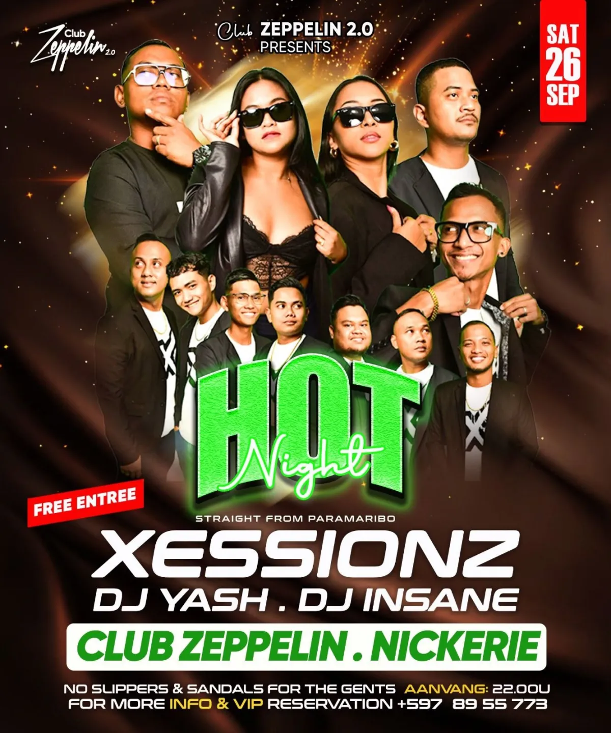 Flyer van HOT Night bij Club Zeppelin