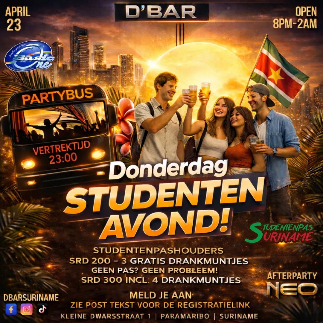 Flyer of DONDERDAG STUDENTENAVOND! at D'Bar