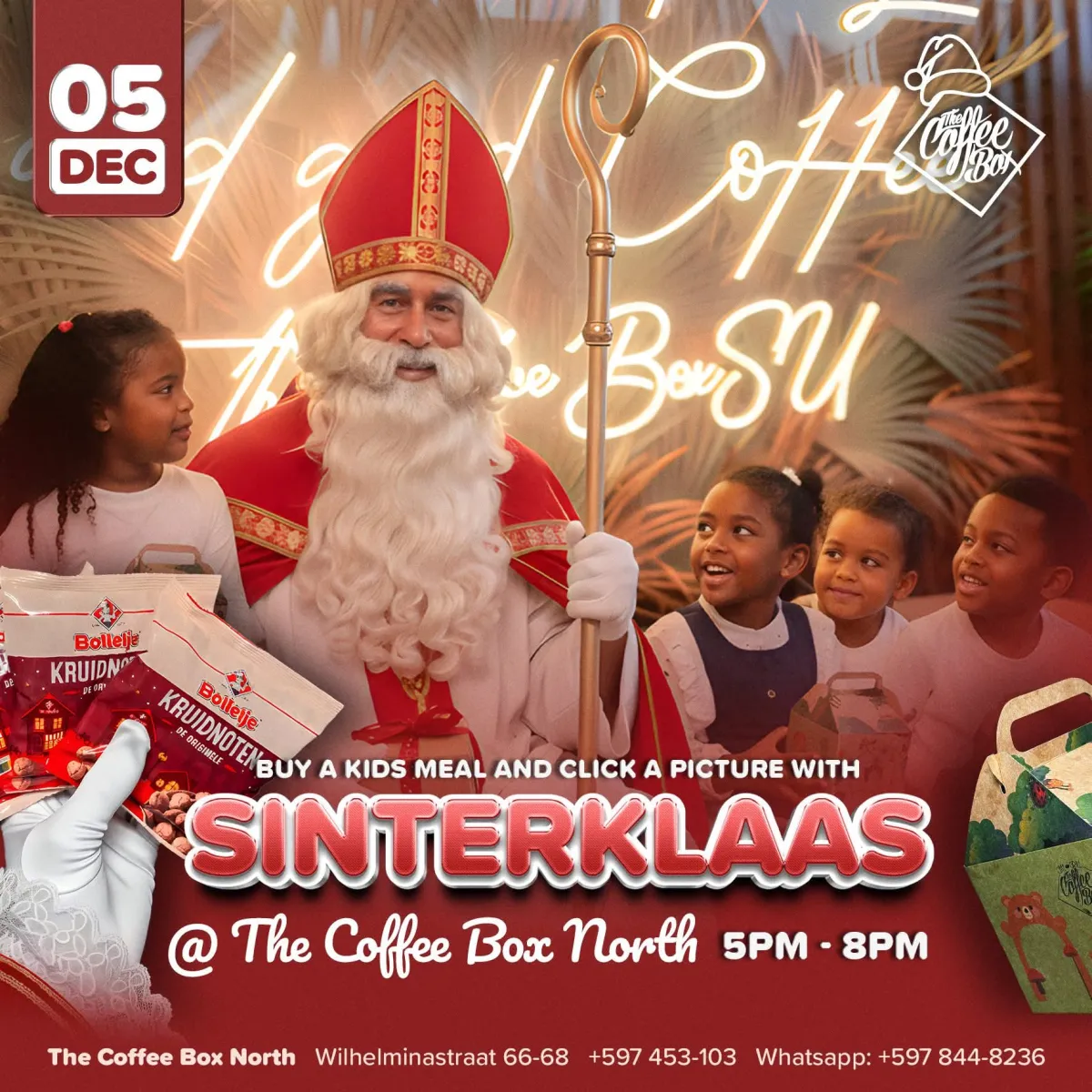 Flyer van Sinterklaas bij The Coffee Box North