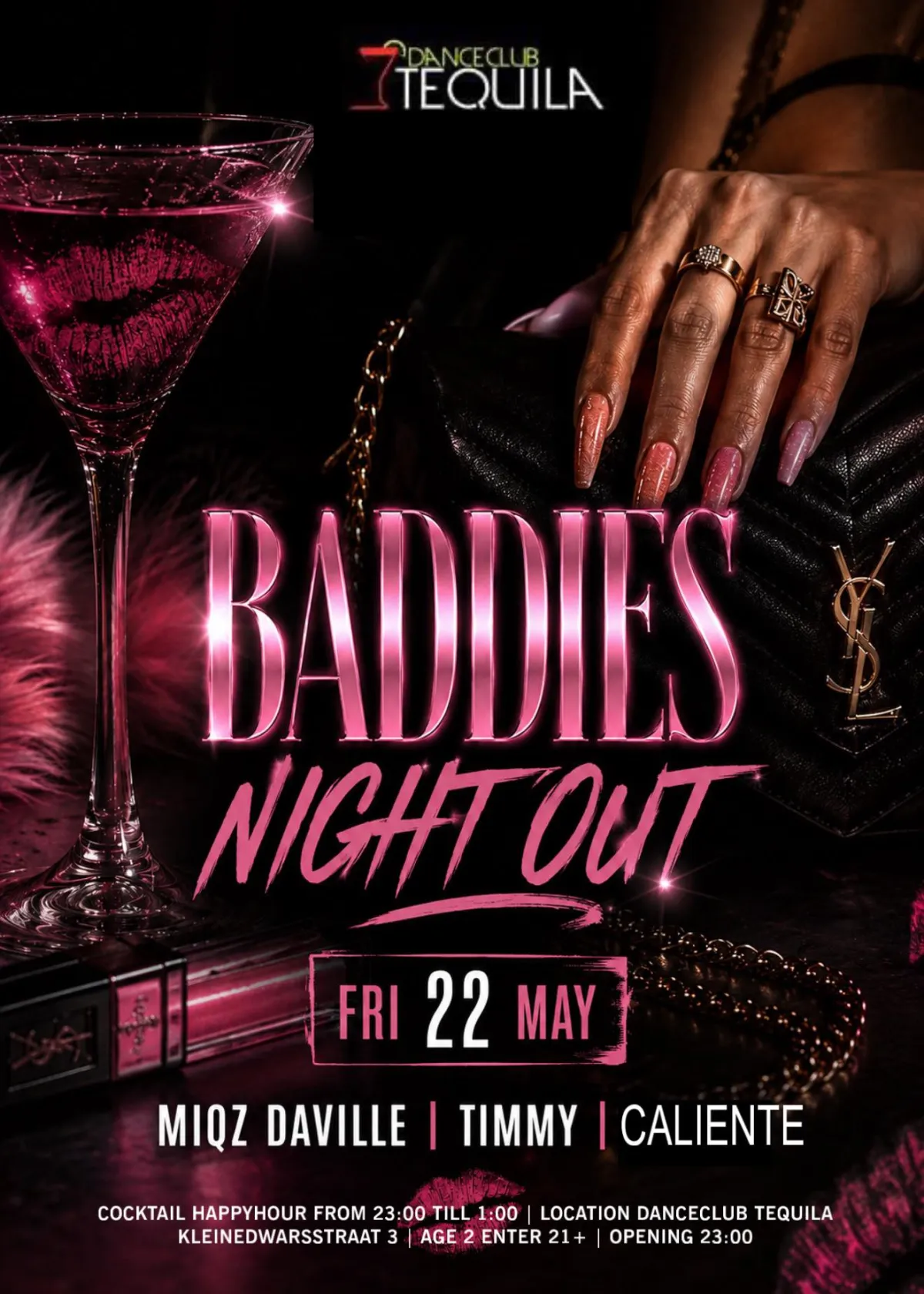 Flyer of Baddies Night Out at Danceclub Tequila