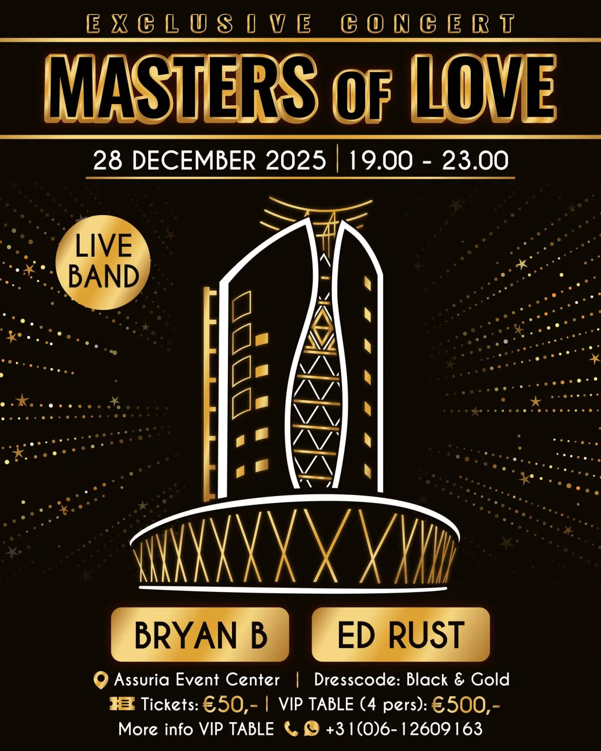 Flyer van Masters of Love bij Assuria Event Center