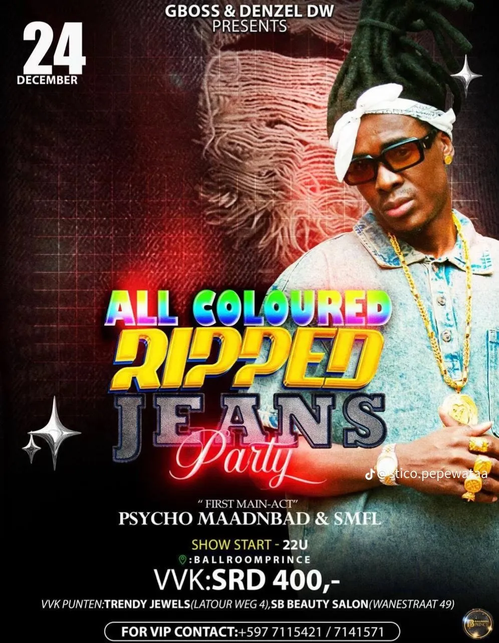 Flyer van All Coloured Ripped Jeans Party bij Ballroom Prince