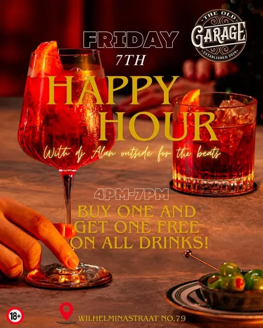 Flyer van HAPPY HOUR bij The Old Garage