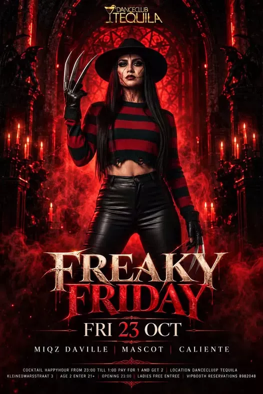 Flyer van Freaky Friday bij Danceclub Tequila