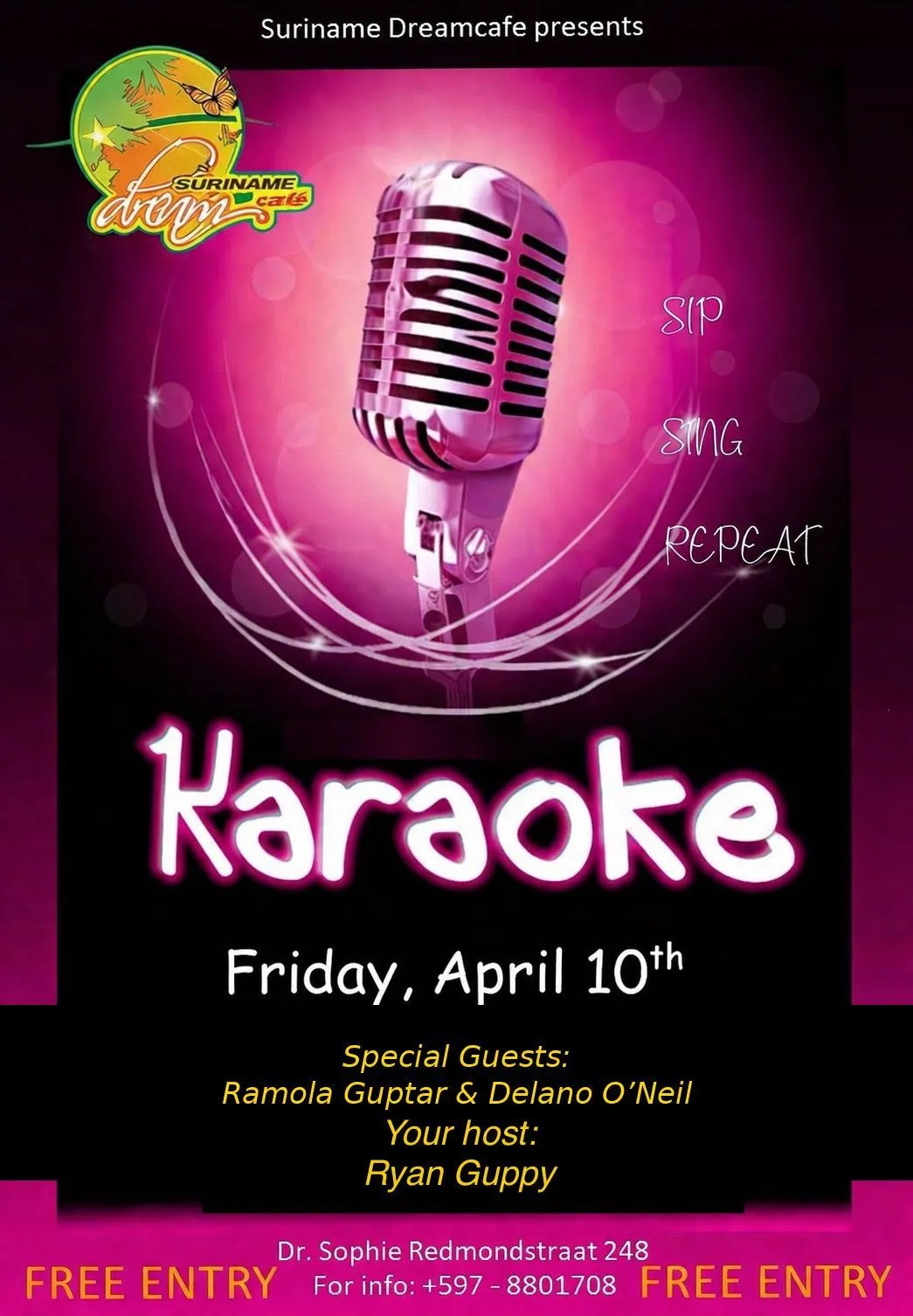 Flyer of Karaoke at Suriname Dream Cafe