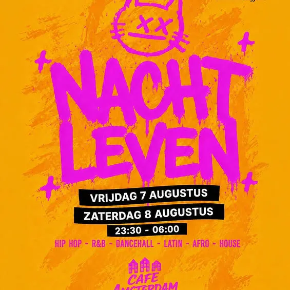 Flyer van Nacht Leven bij Café Amsterdam
