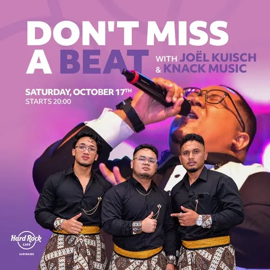 Flyer van DON'T MISS A BEAT bij Hard Rock Cafe Suriname