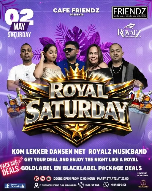 Flyer van Royal Saturday bij Cafe Friendz