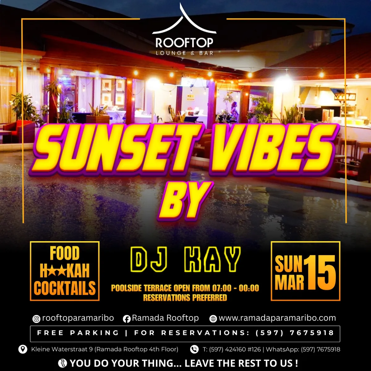 Flyer van SUNSET VIBES bij Ramada Rooftop