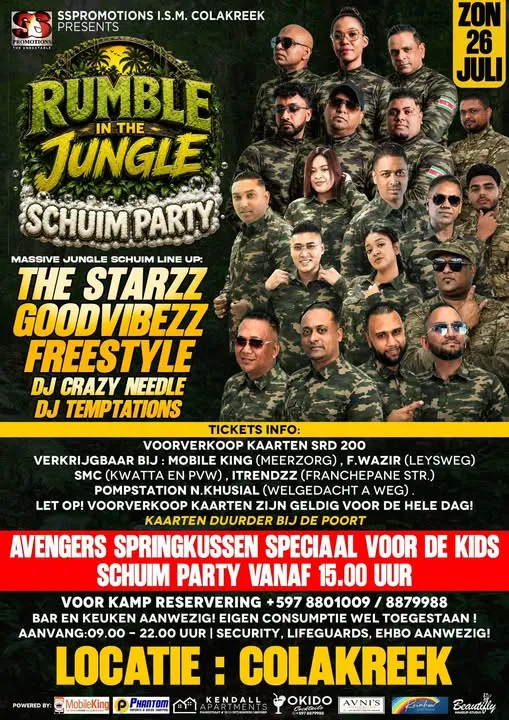 Flyer van Rumble in the Jungle Schuim Party bij Colakreek
