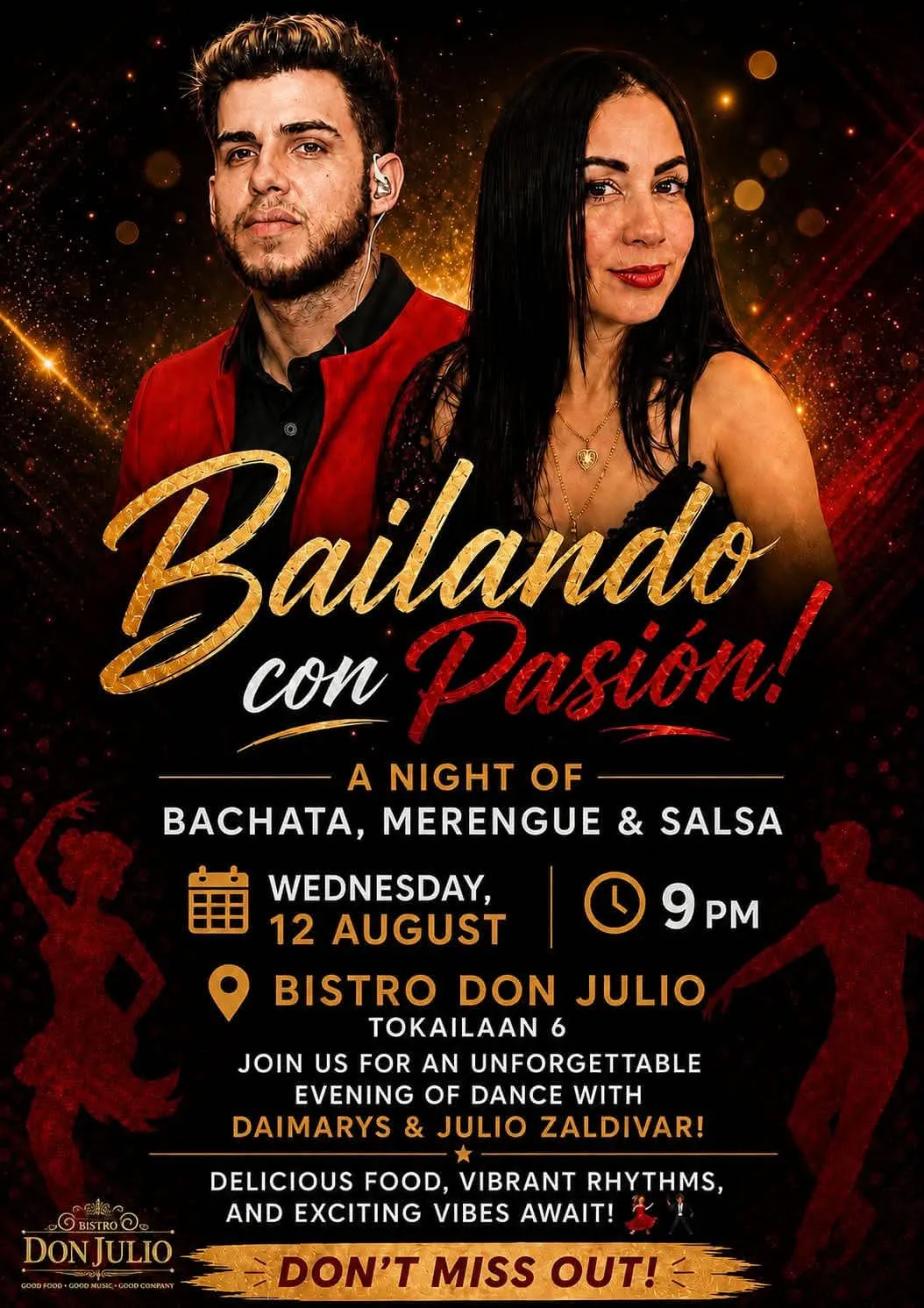 Flyer van Bailando con Pasión! bij Restaurant/Bar Bistro Don Julio