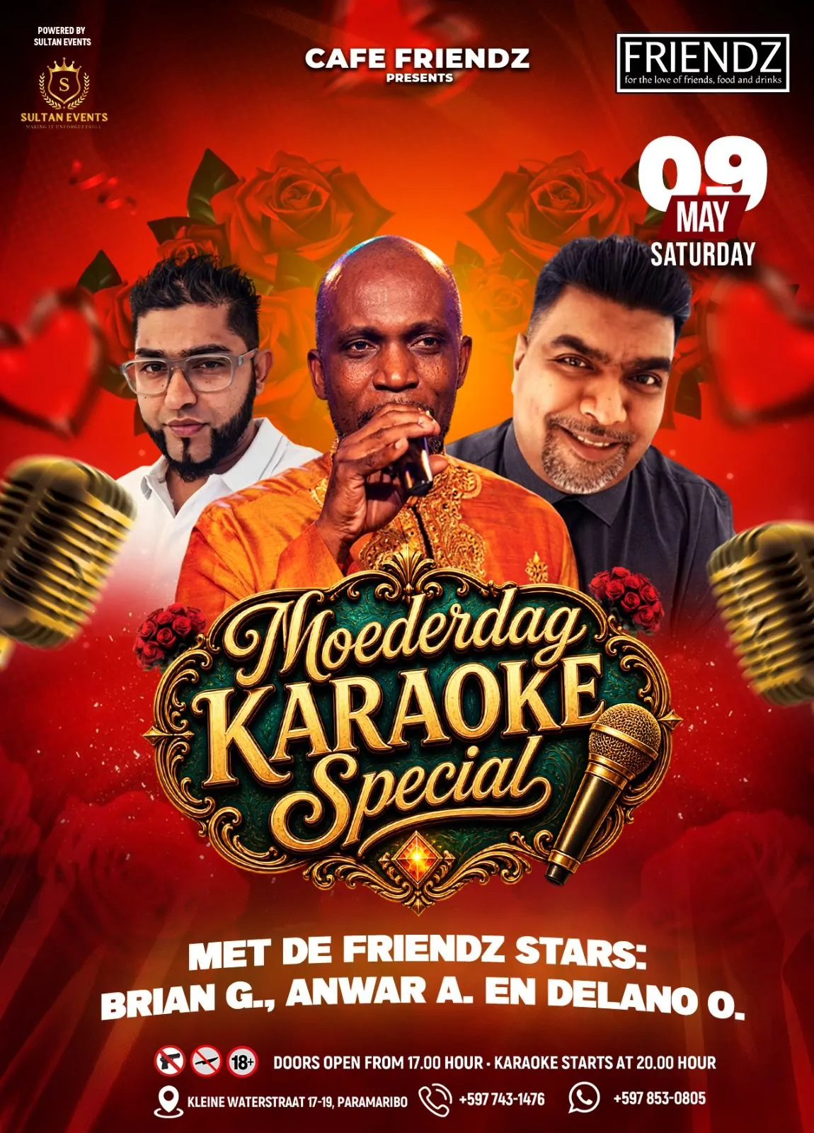 Flyer van Moederdag Karaoke Special bij Cafe Friendz