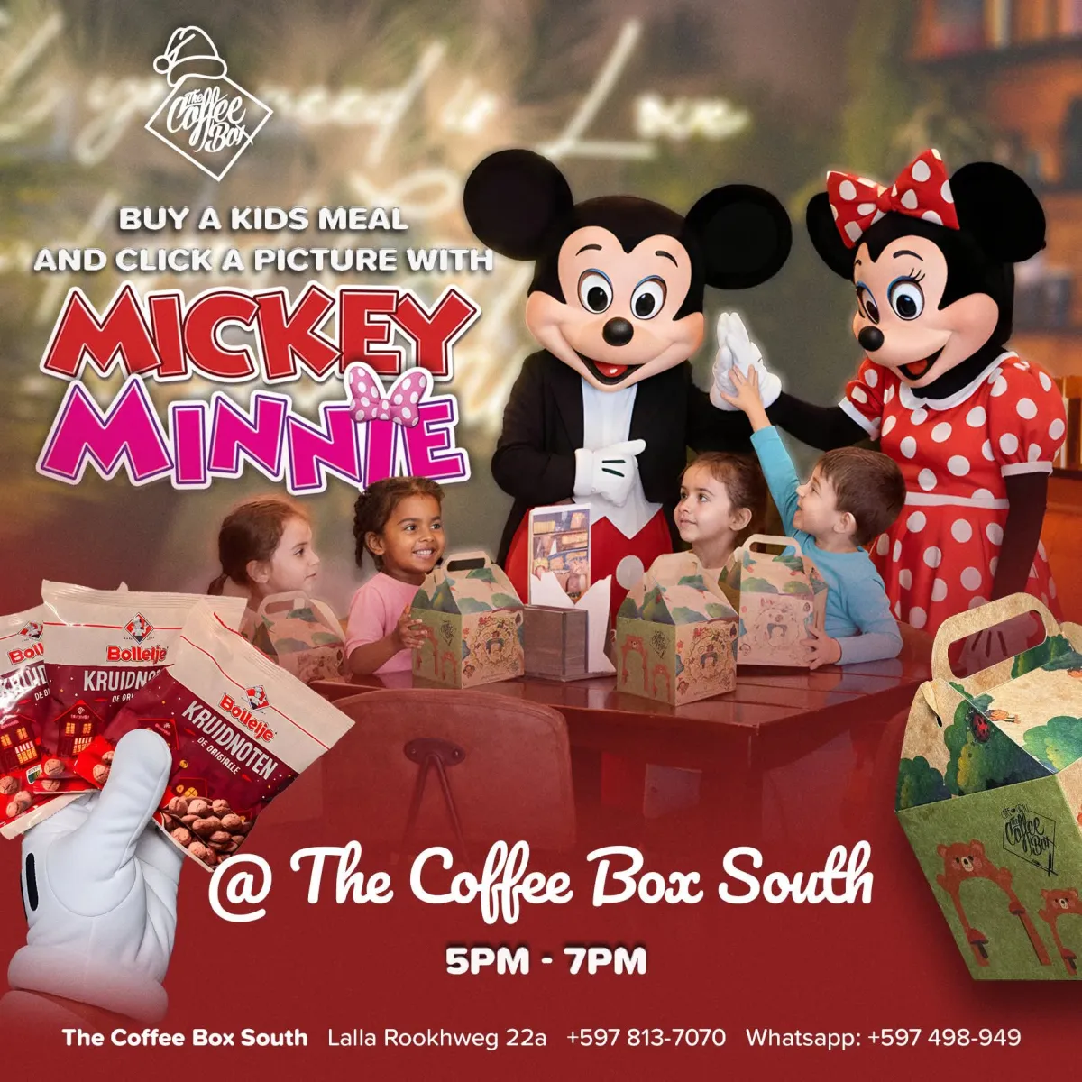 Flyer of Buy a Kids Meal and Click a Picture with Mickey & Minnie at The Coffee Box South
