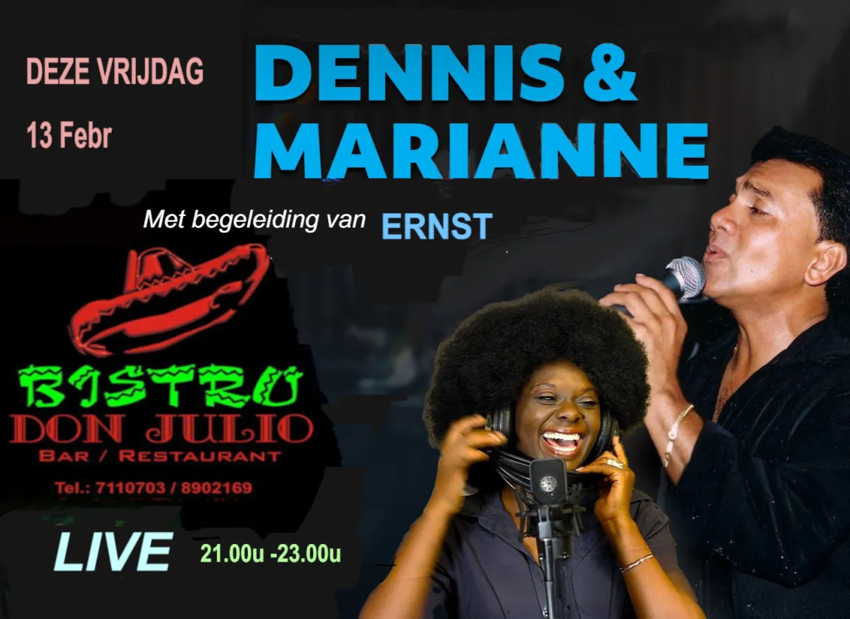 Flyer of Dennis & Marianne at Restaurant/Bar Bistro Don Julio