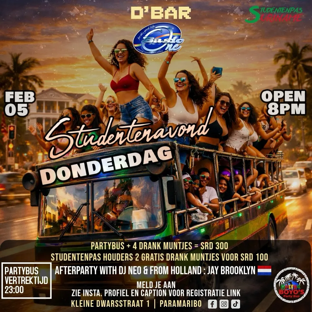 Flyer van Studentenavond bij D'Bar Upstairs