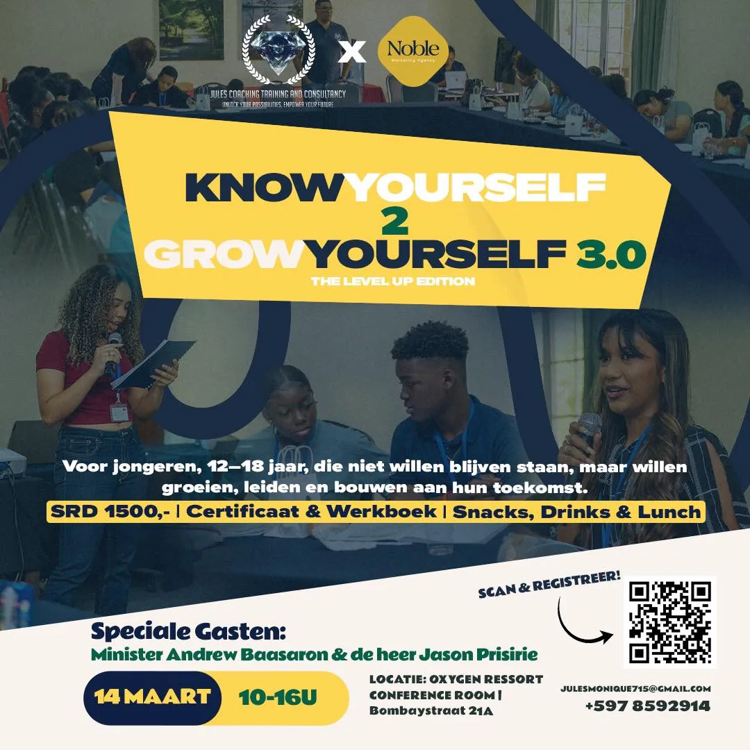 Flyer van Know Yourself 2 Grow Yourself 3.0 bij Oxygen Resort Conference Room