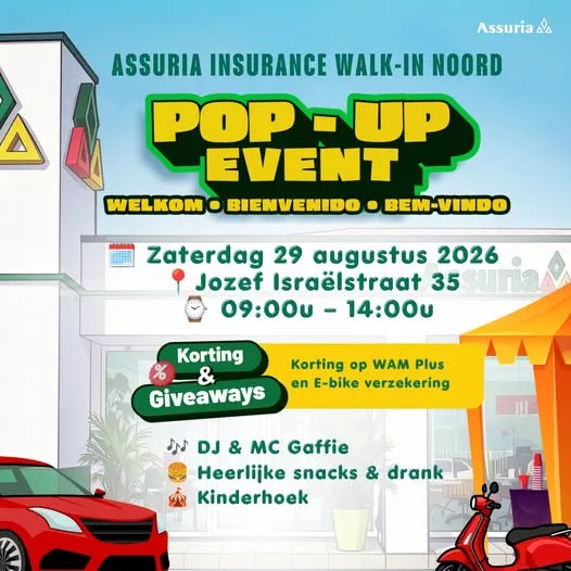 Flyer of POP-UP EVENT at Assuria Insurance Walk-In Noord