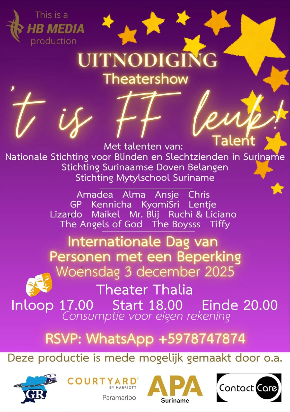 Flyer of 't is FF leuk! Talent at Theater Thalia