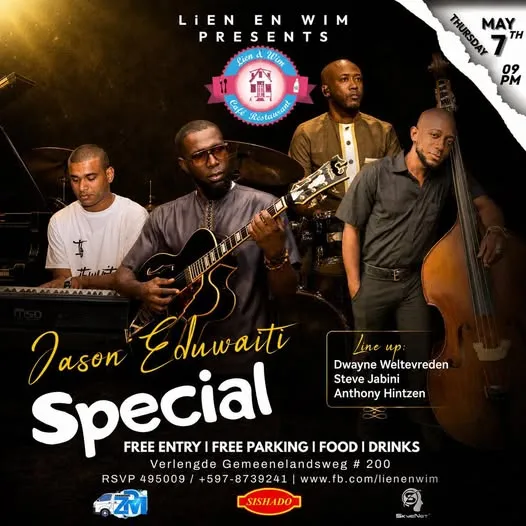 Flyer of Jason Eduwaiti Special at Lien en Wim Café Restaurant