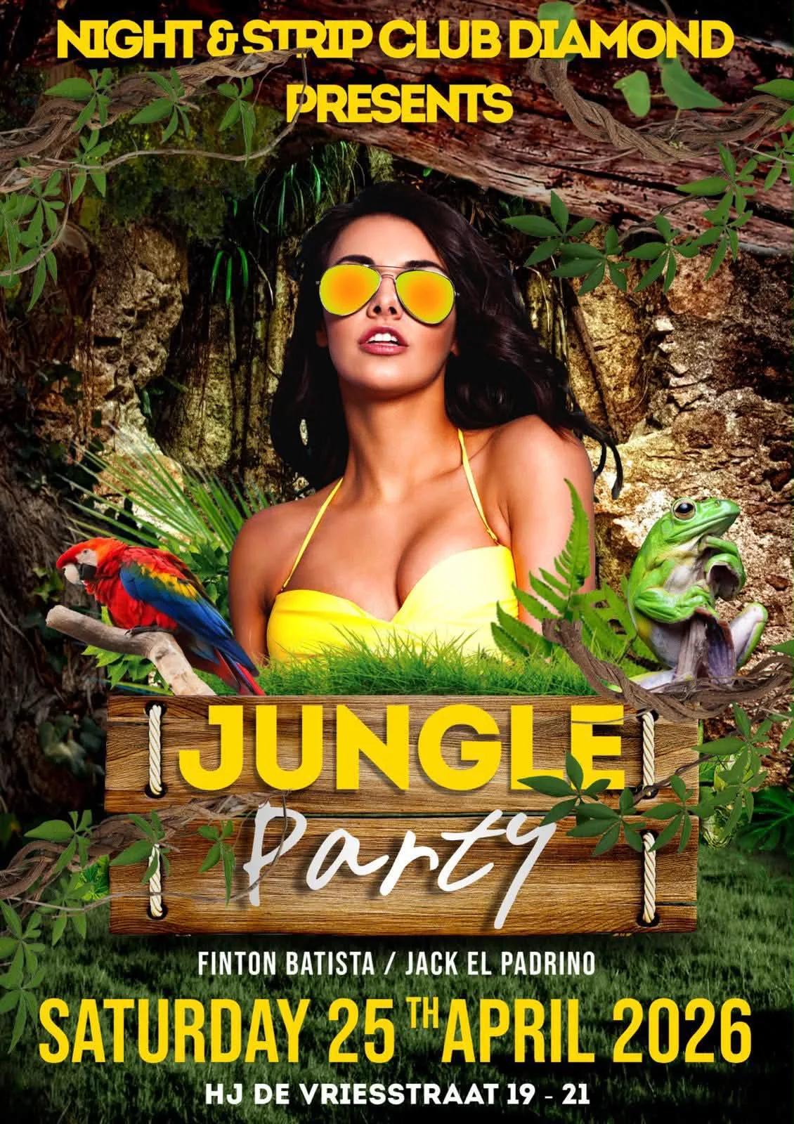 Flyer van Jungle Party bij Night & Strip Club Diamond