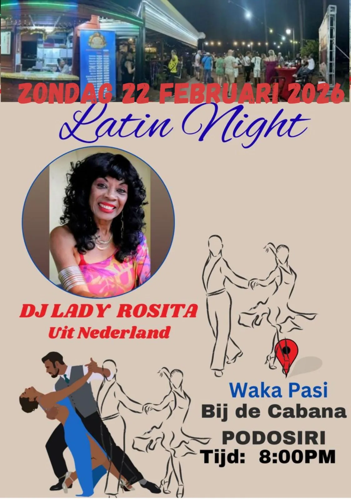 Flyer of Latin Night in the open sky at Waka Pasi