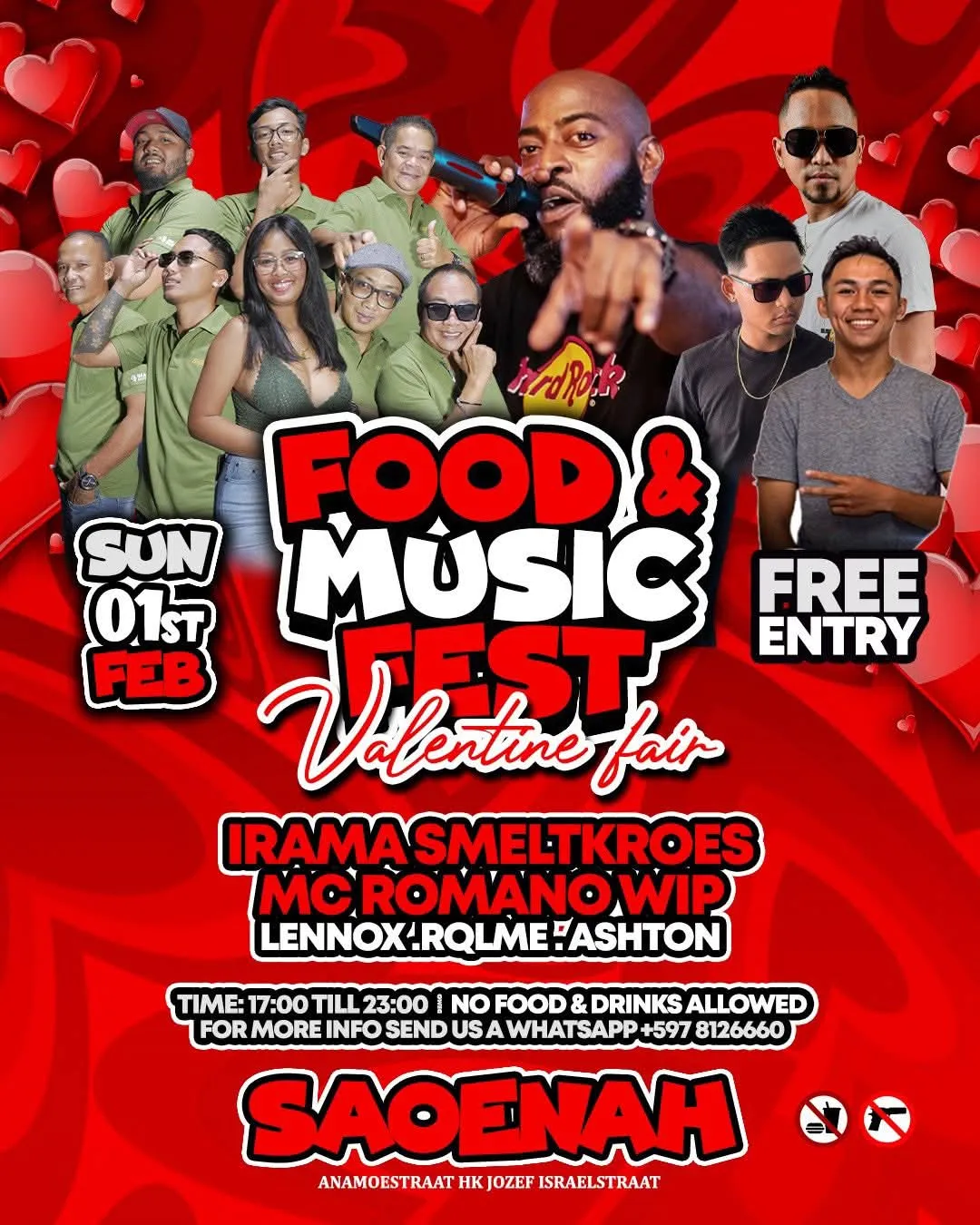 Flyer van Food & Music Fest Valentine Fair bij Saoenah