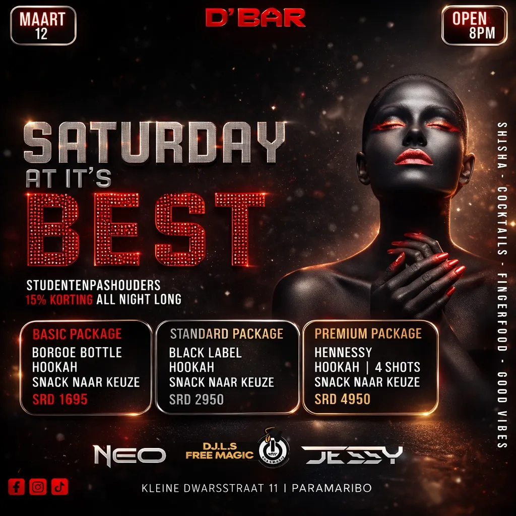 Flyer van SATURDAY AT IT'S BEST bij D'Bar