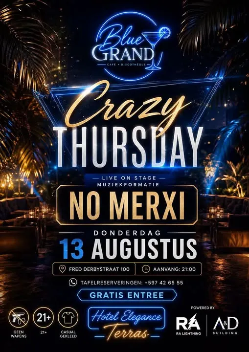 Flyer of Crazy Thursday at Blue Grand Café
