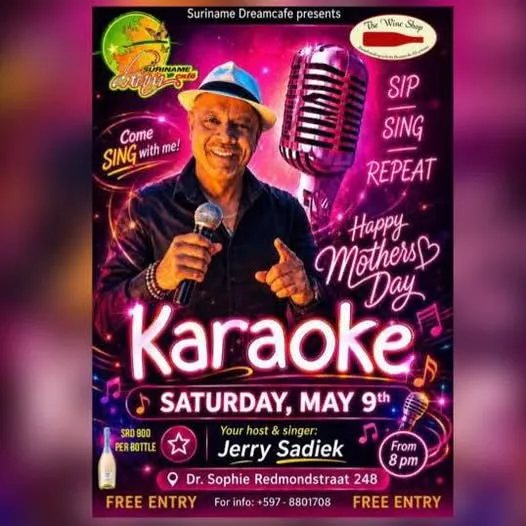 Flyer van Karaoke bij Suriname Dream Cafe