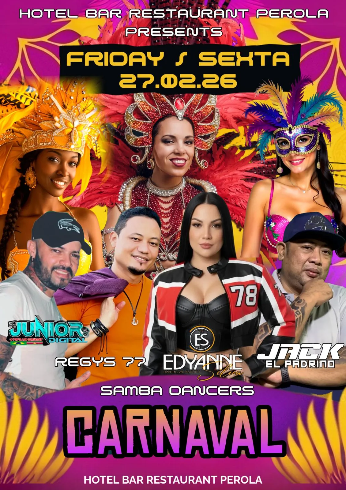 Flyer van Carnaval bij Hotel Bar Restaurant Perola