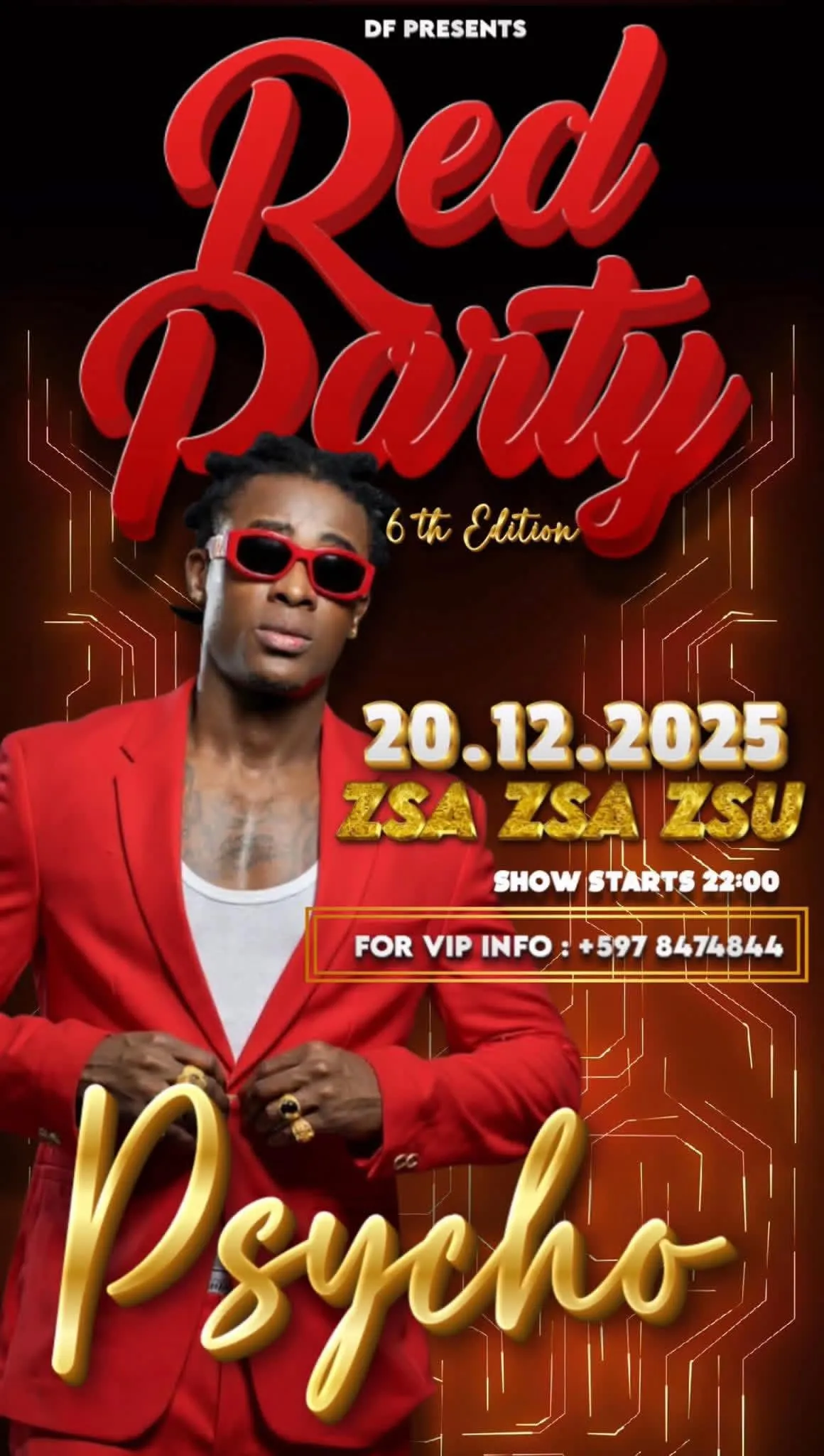 Flyer van Red Party bij zsazsa party centre