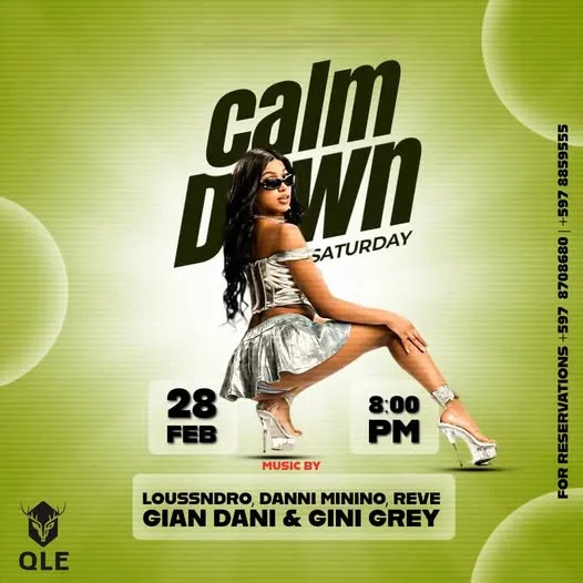 Flyer van Calm Down Saturday bij QLE