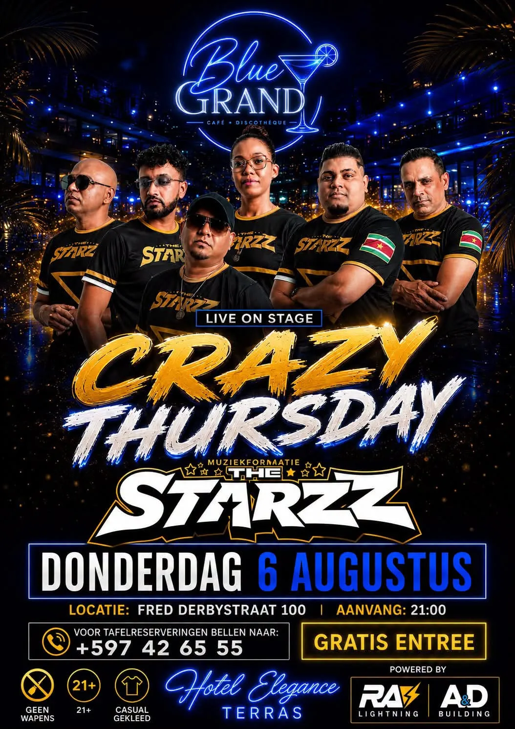 Flyer van CRAZY THURSDAY bij Blue Grand Café