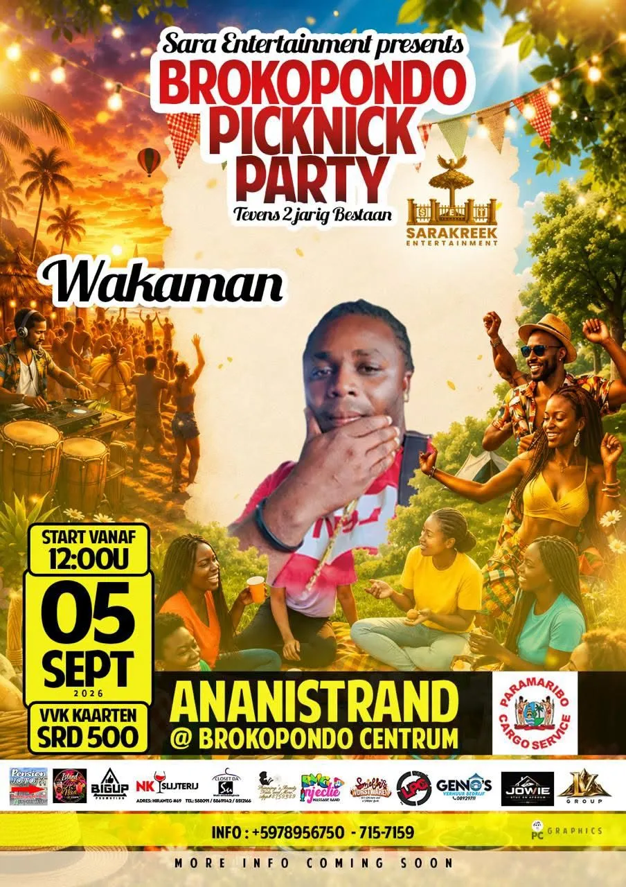 Flyer of Brokopondo Picknick Party at Ananistrand