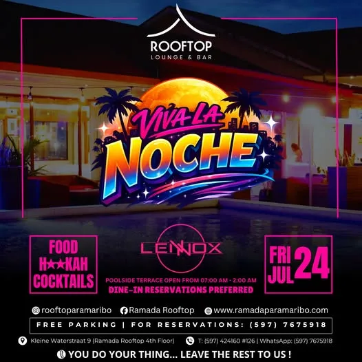 Flyer van Viva La Noche bij Ramada Rooftop