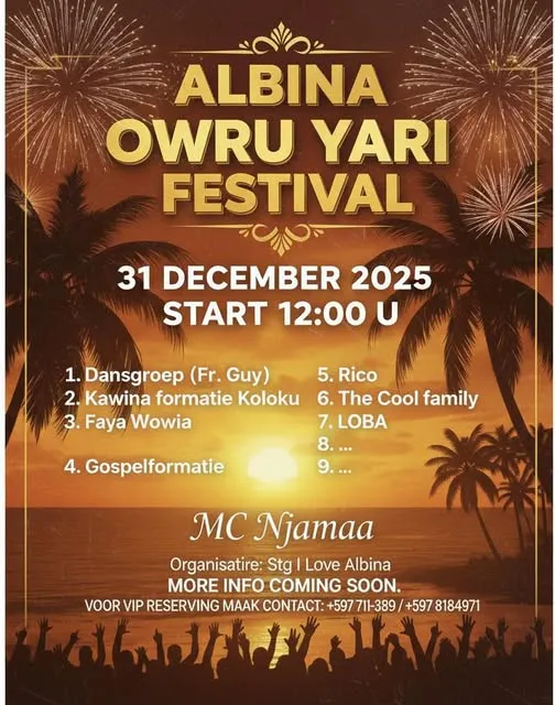Flyer of Albina Owru Yari Festival at Albina Waterkant