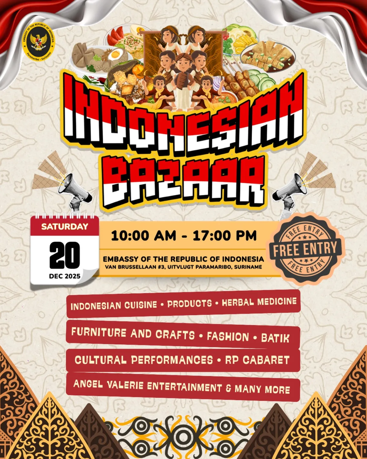 Flyer van Indonesian Bazaar bij Embassy of the Republic of Indonesia